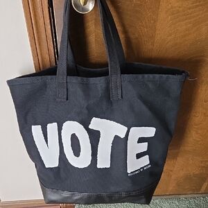 Black Tote Bag with Bold Print